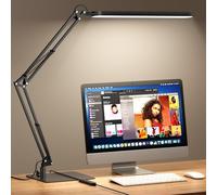 SKYLEO Lampe de Bureau - Base Ultra-Mince Et Bras Articule Reglable Lampe Bureau ， Fonction Timer, Fonction De Memoire, 1300LM, 12W, Noir