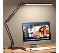 SKYLEO Lampe de Bureau - Base Ultra-Mince Et Bras Articule Reglable Lampe Bureau - Fonction Timer, Fonction De Memoire, 1300LM, 12W, Rouge