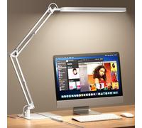 SKYLEO Lampe de Bureau - Base Ultra-Mince Et Bras Articule Reglable Lampe Bureau ， Fonction Timer, Fonction De Memoire, 1300LM, 12W, Blanc