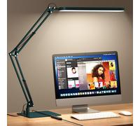 SKYLEO Lampe de Bureau - Base Ultra-Mince Et Bras Articule Reglable Lampe Bureau - Fonction Timer, Fonction De Memoire, 1300LM, 12W, Vert