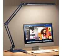 SKYLEO Lampe de Bureau - Base Ultra-Mince Et Bras Articule Reglable Lampe Bureau - Fonction Timer, Fonction De Memoire, 1300LM, 12W, Bleu