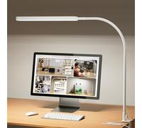 SKYLEO Lampe de Bureau - Desk Lamp 1300LM avec Col de Cygne Flexible 360° - 5 Modes de Couleur X 11 Niveaux de Luminosité - Fonction Minuterie et Mémoire - Lampe Bureau 12W - Blanc