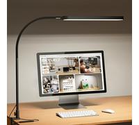 SKYLEO Lampe de Bureau - Desk Lamp 1300LM avec Col de Cygne Flexible 360° - 5 Modes de Couleur X 11 Niveaux de Luminosité - Fonction Minuterie et Mémoire - Lampe Bureau 12W - Noir