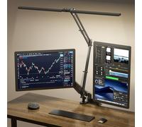 SKYLEO Lampe de Bureau LED, Double Tête et Télécommandée,2400 LM,24W, 5 Modes de Température, Réglage Horaire & Mémorisation, Facile à Installer - Pour Bureau, Lecture -Noir