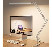 SKYLEO Lampe de Bureau LED- Lampe Architecte 1300LM - 5 Modes de Couleur X 11 Niveaux de Luminosité - Bras Pivotant Réglable - Fonction Minuterie et Mémoire - 12W Desk Lamp - Blanc