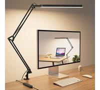 SKYLEO Lampe de Bureau LED- Lampe Architecte 1300LM - 5 Modes de Couleur X 11 Niveaux de Luminosité - Bras Pivotant Réglable - Fonction Minuterie et Mémoire - 12W Desk Lamp - Noir