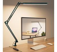 SKYLEO Lampe de Bureau LED Lampe Architecte - 5 Modes de Couleur X 11 Niveaux de Luminosité - 1300LM - Bras Pivotant Réglable - Fonction Minuterie et Mémoire - 12W Desk Lamp - Vert