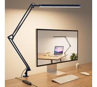 SKYLEO Lampe de Bureau LED Lampe Architecte - 5 Modes de Couleur X 11 Niveaux de Luminosité - 1300LM - Bras Pivotant Réglable - Fonction Minuterie et Mémoire - 12W Desk Lamp - Bleu
