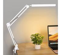 SKYLEO Lampe de Bureau LED - Lampe Bureau LED Puissante avec clip - Protection des yeux Lampe LED Bureau - 3 modes d'éclairage x 10 niveaux de luminosité - Blanc