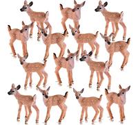 Skylety 14 Pièces Figurines de Cerfs Miniatures pour Artisana T Topper de Gâteau Jouet Cerf Mini pour Décorations Fête d'Anniversaire