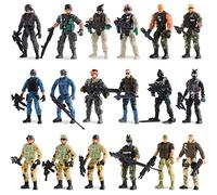 Skylety 18 Pcs Soldat de l'Armée avec Armes et Accessoires, 4 Pouces | Figurines d'Action Mobiles de Combat, Des Forces Spéciales, Avec Armes Militaires, Jouet en Plastique, Set de Jeu