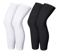 Skylety 4 Pièces Genouillère de Compression Manchon de Jambe Pleine Longueur Manchon de Jambe de Cyclisme Sportif pour Support Genou, Cuisse, Mollet, Course à Pied, Basket-Ball, Grand