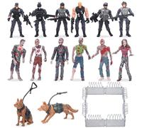 Skylety Figurines Militaires et Zombies - Coffret 15 Pièces avec Soldats Forces Spéciales, Zombies, Chiens Policiers et Clôture - Figurines Réalistes en PVC pour Collection, Diorama et Décorations