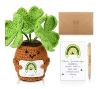 Skylety Trèfle à Quatre Feuilles Positif à Câliner avec Stylo Porte-Bonheur Porte-Bonheur à Câliner Poupée Tricot Créative Cadeau pour Collègues, Encouragement, Cadeau de Père Noël Secret