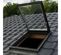 Skylight Grille d'aération de toit manuelle en verre trempé Cadre en alliage d'aluminium Tige hydraulique Idéal pour lofts et vérandas (70 x 70 cm)