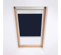 Skylight Store occultant pour fenêtres de toit Fakro - Bleu marine minuit - Cadre en aluminium argenté (66/118 (code 04))