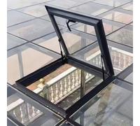 Skylight Venting Deck Couvercle de fenêtre pour véranda, cadre en aluminium et verre trempé 60 x 60 cm, parfait pour l'éclairage de puits souterrain et l'éclairage naturel
