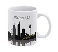 Skyline Australia Tasse à café blanche et noire Motif ville d'Australie 325 ml