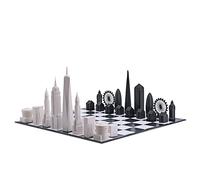 Skyline Chess - Jeu d'échecs architectural Londres vs New York édition de luxe pour 2 joueurs à partir de 9 ans avec table de jeu pliante