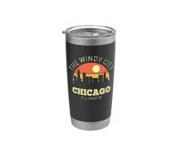Skyline classique de Chicago The Windy City Gobelet isotherme en acier inoxydable double paroi