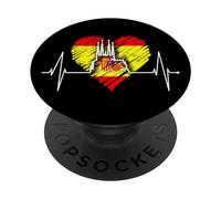 Skyline de Barcelone Heartbeat Heart Espagne Sagrada Familia PopSockets PopGrip Adhésif