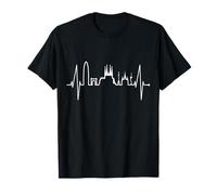Skyline de Barcelone Heartbeat Heart Espagne Sagrada Familia T-Shirt