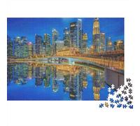 Skyline de la Ville au crépuscule Puzzle 1000 Pièces Adultes intéressant Puzzles 1000 Pièces Jeu De Team Building Cadeau 38x26cm/1000pcs