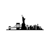 Skyline de New York Statue de la Liberté États-Unis Stickers muraux 60x146.8cm Stickers pour vitres Noir