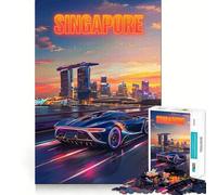 Skyline de Singapour Voiture de Sport Puzzle 1000 pièces Puzzles pour Adultes Jeu de logique et de Partage Cadeau de qualité supérieure 38x26cm