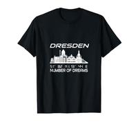 Skyline Dresde Coordonnées GPS Géographie Ville Saxe T-Shirt Graphique avec Valeur