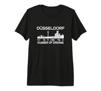 Skyline Düsseldorf Coordonnées GPS Géographie Silhouette T-Shirt Haut de Gamme