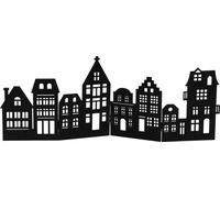 Skyline en bois à déplier - env. 50 x 22 cm - lignes de maisons - couleur : noir