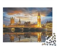 Skyline Londres Soir Casse-tête 1000 Pièces en Carton Recyclé, Puzzle Complexe défi Entre Amis pour Un Tableau À Encadrer, Superbe Idée Cadeau 70x50cm/1000pcs