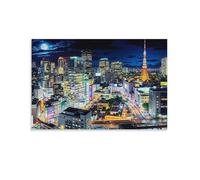 Skyline Nocturne de Tokyo1500 pièces de Puzzle comme Cadeaux d'anniversaire et de Noël, décoration de la Maison, prévention de la dégénérescence cérébrale pour Les Personnes âgées. 57x87cm