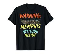 Skyline Nocturne drôle de Memphis, Tennessee, Vintage T-Shirt