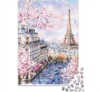 Skyline Paris 3 Couches Carton Scène Printemps Aquarelle Puzzle, Défi Ultra Difficile Adultes, Entraînement Cerveau, Soulagement Stress, Décor Mural & Cadeau Seniors 70x50cm/1000pcs