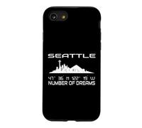 Skyline Seattle GPS Coordonnées Ville Silhouette USA Coque pour iPhone SE (2020) / 7/8