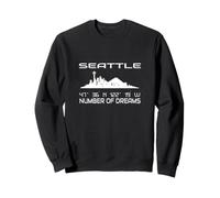 Skyline Seattle GPS Coordonnées Ville Silhouette USA Sweatshirt