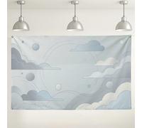 Skyline Toile de fond nuage bleu, pastel doux, décorations de fête esthétiques, arrière-plan de rêve intérieur/extérieur pour photographie d'événements 180 x 109 cm