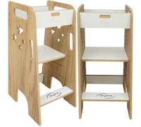 Skyline Tour d'apprentissage d'observation Enfant Montessori Pliable Chaise Réglable en Hauteur à partir de 1 an Learning Tower Meubles d'intérieur Chambre d'enfant Kitchen Helper Blanc étoile