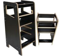 Skyline Tour d'apprentissage d'observation Enfant Montessori Pliable Chaise Réglable en Hauteur à partir de 1 an Learning Tower Meubles d'intérieur Chambre d'enfant Kitchen Helper Noir