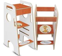 Skyline Tour d'apprentissage d'observation Enfant Montessori Pliable Chaise Réglable en Hauteur à partir de 1 an Learning Tower Meubles d'intérieur Chambre d'enfant Kitchen Helper Blanc/Marron