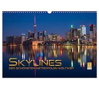 Skylines der schönsten Metropolen weltweit (Wandkalender 2026 DIN A3 quer), CALVENDO Monatskalender: Futuristische Panoramen der aufregendsten Weltstädte dieser Erde