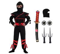 skyllc Costume Ninja pour enfants, costume de ninja avec accessoires pour la fête d'anniversaire du Carnaval de Noël d'Halloween, taille XL