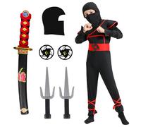 skyllc Costume Ninja pour enfants, costume de ninja pour garçon avec accessoires, idéal pour Halloween, Noël, les carnavals et les fêtes d'anniversaire,Taille XL