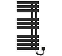 SKYLYZH Porte Serviette Electrique, 500x1100mm Chauffe Serviette Thermostatique Intelligent, Mural Radiateur Salle de Bain, Serviettes Chauffant Seche, économie d'énergie, Affichage LED-Black Right