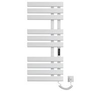 SKYLYZH Porte Serviette Electrique, 500x1100mm Chauffe Serviette Thermostatique Intelligent, Mural Radiateur Salle de Bain, Serviettes Chauffant Seche, économie d'énergie, Affichage LED-White Right