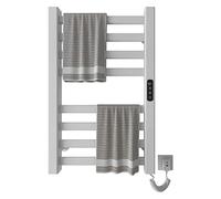 SKYLYZH Seche Serviette Electrique 450x700mm Porte Serviettes Chauffant Porte-Serviettes électrique Intelligent Radiateur Porte-Serviettes, Chauffage en Fibre de Carbone, Anthracite-White Right