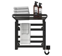 SKYLYZH Seche Serviette Electrique, 500x500mm Porte Serviettes Chauffant, Radiateur Porte-Serviettes, Porte-Serviettes électrique Intelligent, Chauffage en Fibre de Carbone, Anthracite-Black Right