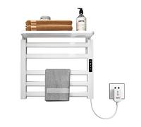 SKYLYZH Seche Serviette Electrique, 500x500mm Porte Serviettes Chauffant, Radiateur Porte-Serviettes, Porte-Serviettes électrique Intelligent, Chauffage en Fibre de Carbone, Anthracite-White Right